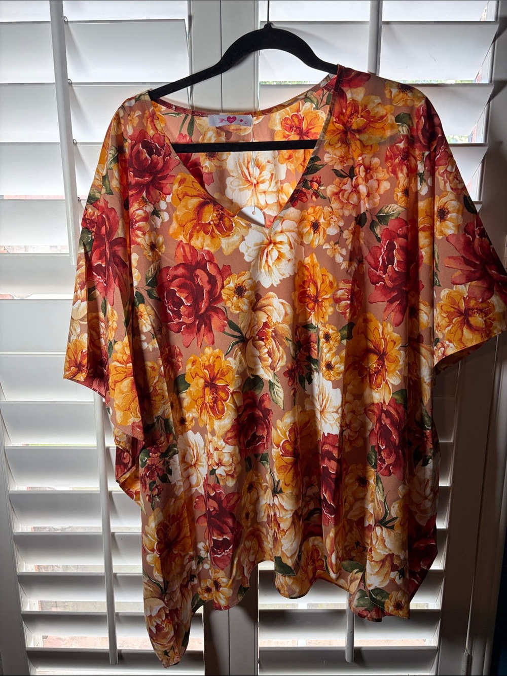 Buddy Love Floral V-Neck Tunic in Yellow, Red & Cream